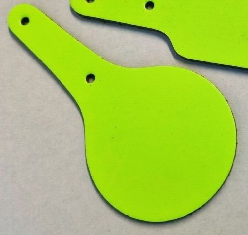 Leather Key Fob Blanks - Round Shape - Various Colours - Qty Options (Fluorescent Yellow, 100)